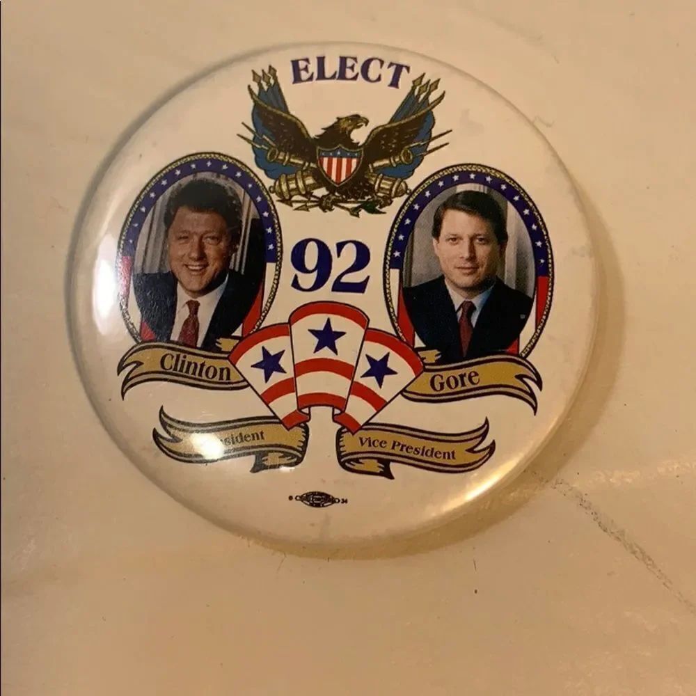 Elect Clinton Gore 92 President Vice President Political Elections Pin Back